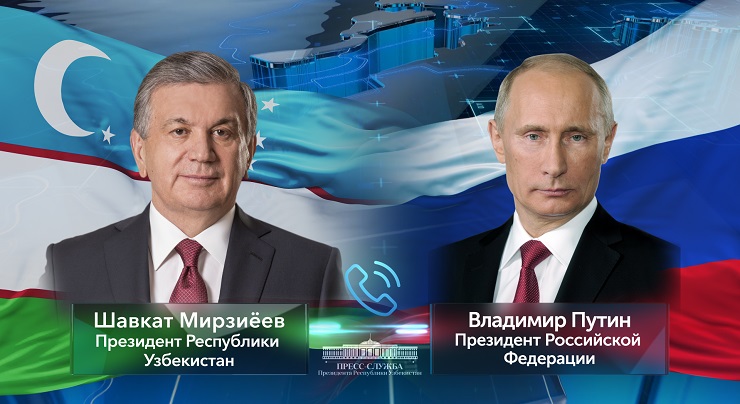 Presidents Shavkat Mirziyoyev and Vladimir Putin speak over the phone