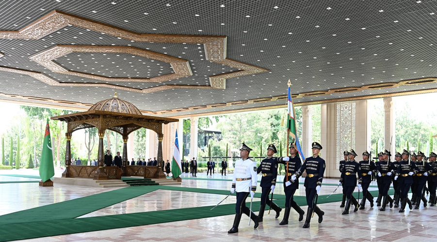 The solemn ceremony of the official meeting of the President of Turkmenistan took place at Kuksaroy Residence
